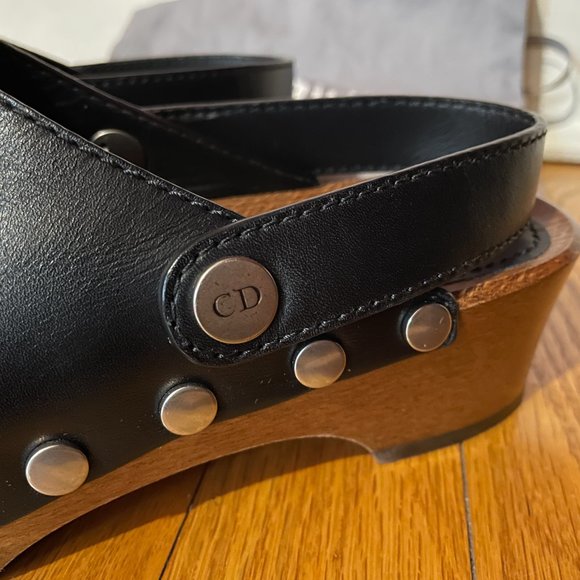 CHRISTIAN DIOR Diorquake Black Leather Clogs - Picture 9 of 15